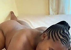 Ebony babe enjoys solo play with toys in homemade setting