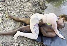 Two Hotties Sucked and Fucked Outdoors by River