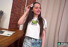 Skinny Petite 18-Year-Old Gets Awkward on Camera for Perfect18