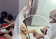 Husband Takes Wife For Examination, But Naughty Gynecologist Betrays Him Right There With Dirty Talk And Fucking.