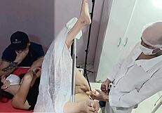 Husband Takes Wife For Examination, But Naughty Gynecologist Betrays Him Right There With Dirty Talk And Fucking.