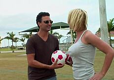 blonde milf picked up at the park gets young 18+ cock stuffed into her pussy