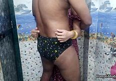 Indian wife gives handjob. Husband cums on her panty.