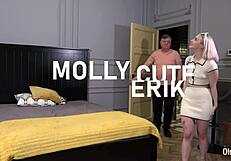 Old landlord gets paid with hot sex and wet blowjob