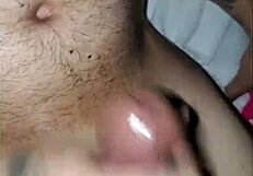 Slutty housewife delivers deepthroat blowjob and handjob to her husband