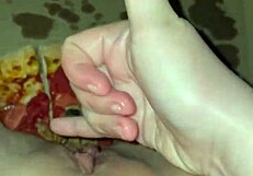 Arabic kinky masturbation with food in pussy.