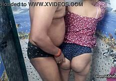 Indian wife gives handjob. Husband cums on her panty.