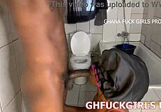 Feeling Intense Pleasure As Ghanaian Neighbor Bounces On Me Cumming Inside Her Tight Pussy In Washroom