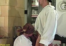 Ugly farmer grandma gets rough ass fucked on the ranch