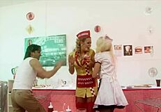 Milf waitresses Diana Gold and Eva Mercedes in foursome