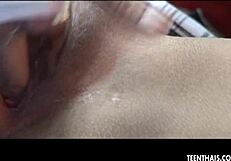 Mintra and Sherri tease with sex toy on pool table