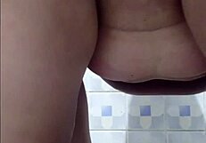 a madura gets caught in a public bathroom flashing