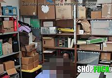 Strict security guard punishes black busty babe for stealing - shopfuck