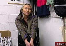 The Jacket Mishap: Asia Lee Kneels for a Creamy Conclusion. What Happens Next?
