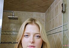 Cute Teen Blonde Enjoys Shower Photoshoot Seduction