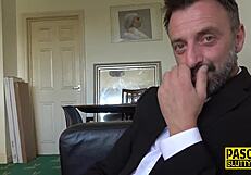 dominated petite 18+ blonde gets mouth fucked in reality show