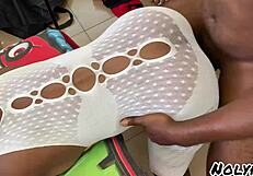 Hot sexy ebony fucked very good at her room?