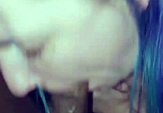 nasty slut giving a sloppy blowjob to that big black cock