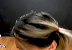 I finger fuck my wet pussy and suck a juicy cock as an inked brunette