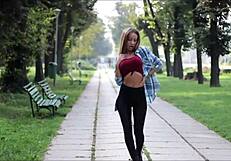 sexy girl dances in street with aarina park live model