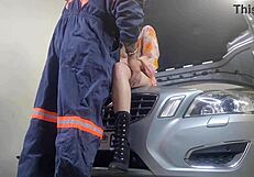 my mechanic asked if he can fuck my wife and i said yes, watch the creampie