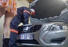 my mechanic asked if he can fuck my wife and i said yes, watch the creampie