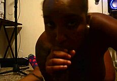 Is Pretty Ebony BBW Sucking Cock While Boyfriend Works?