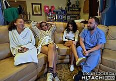 human guinea pig gets mandatory hitachi orgasms from nurses - aria nicole