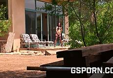 cuckold watches girlfriend bent over doggystyle in sexy lingerie