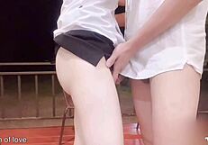 Teacher Fucks Female Student Outside On The Balcony In Detailed Scene