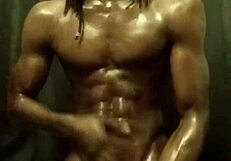 i'm stroking this big black cock with lots of oil, it's so slippery