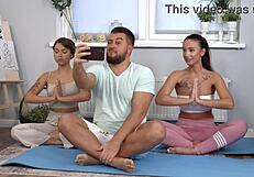 Inked yoga instructor lured. Into anal threeway with couple?