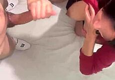 young girl gets double penetration in homemade trio with curvy girl