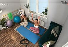 Inked yoga instructor lured. Into anal threeway with couple?