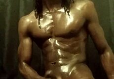 i'm stroking this big black cock with lots of oil, it's so slippery