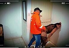 Delivery guy enjoys casual sex, sucking cock and fucking in lingerie.