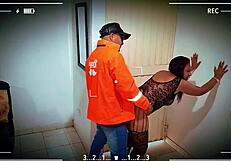 Delivery guy enjoys casual sex, sucking cock and fucking in lingerie.