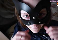 she starts with a sloppy blowjob, deepthroating the huge cock, then gets her face fucked hard