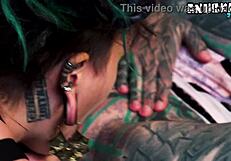 inexperienced tattooed hippie babe gets first anal lesson from kinky alt pornstar