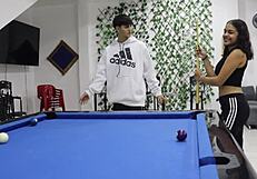 i taught my naughty latina stepsister billiards and she begged for it on the table