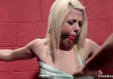 Gagged Small Tits Blonde Gets Anal Toyed