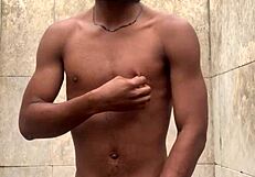 Amateur Soapy Dick Massage in Shower Leads to Cum and Nearly Getting Caught