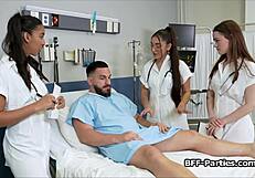 Explosive interracial hospital foursome with naughty doctors and teens!