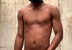 Amateur Soapy Dick Massage in Shower Leads to Cum and Nearly Getting Caught