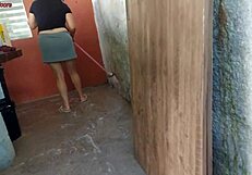 wife left, maid grabs my cock?