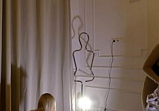 skinny girl meets lesbian girlfriend for fake porn shoot without panties