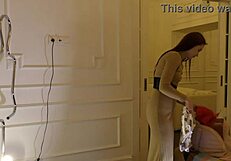 skinny girl meets lesbian girlfriend for fake porn shoot without panties