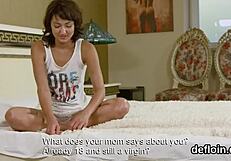 Lovesome girl boldly spreads juicy pussy, losing virginity intensely