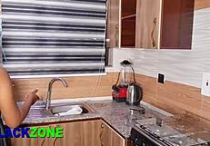 Curvy stepmom with big ass fucks stepson roughly in kitchen