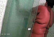 Hidden Camera Catches Chubby Stepmom in Lingerie